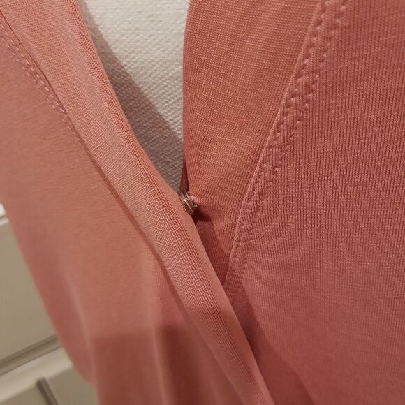 Anthropologie Pink Coral Salmon Wrap Style Top Size Medium Short Sleeve - Picture 6 of 14